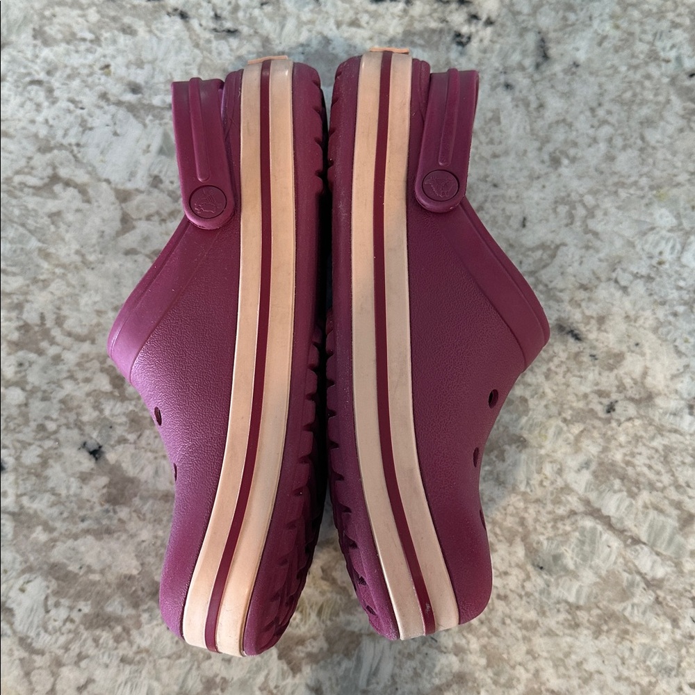 CROCS Crocband Clogs Maroon Red Tan Men 6 Women 8 - Picture 3 of 5
